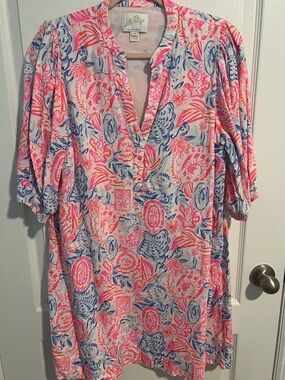 Lilly Pulitzer Mialeigh Elbow Sleeve Linen Dress 14